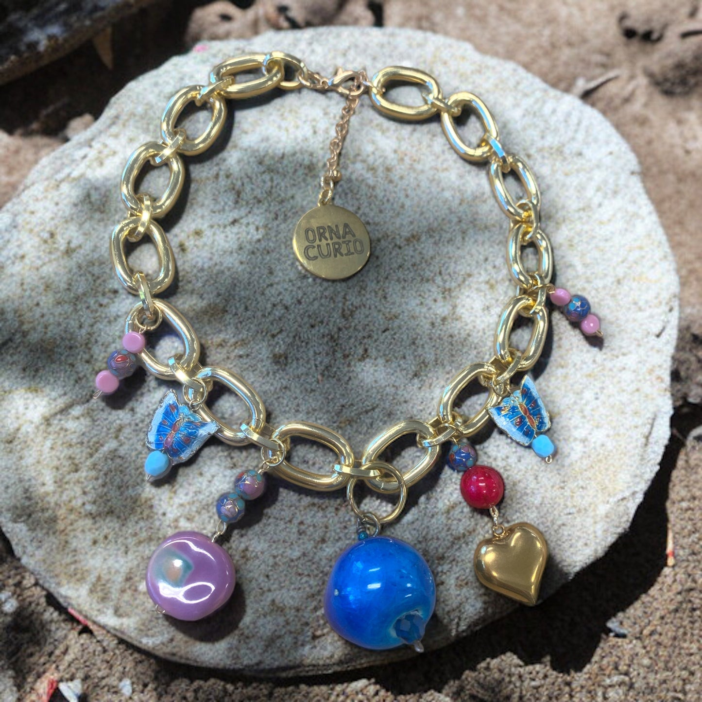 1 of 1 Ball and Chain Mega Charm Gold Necklace-