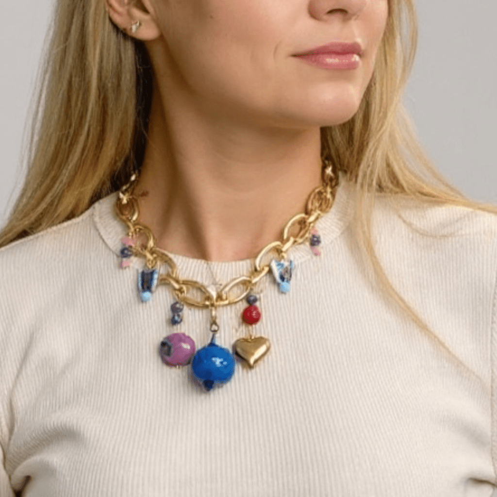 1 of 1 Ball and Chain Mega Charm Gold Necklace -