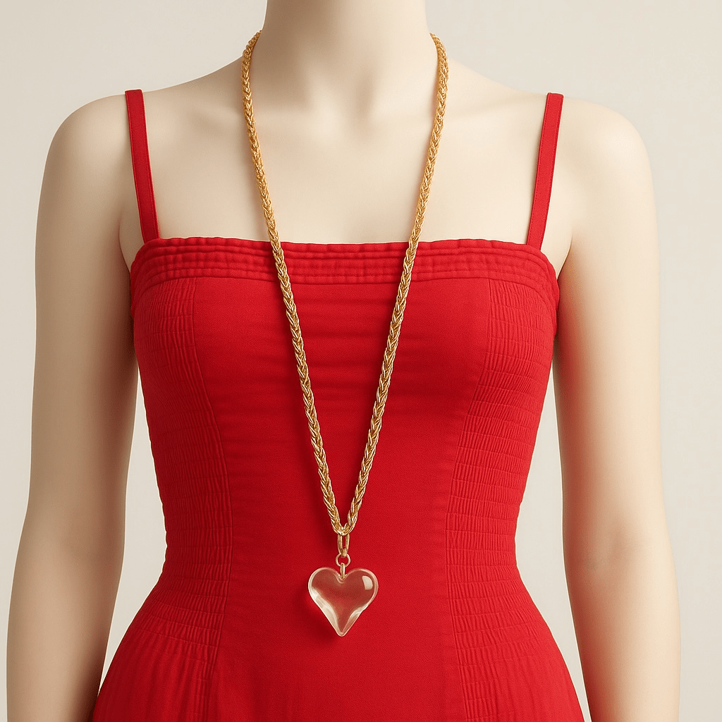 1 of 1 Gold and Murano Glass Heart Multiwear Necklace -