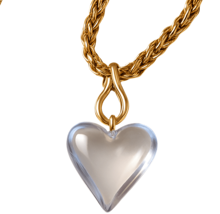 1 of 1 Gold and Murano Glass Heart Multiwear Necklace -