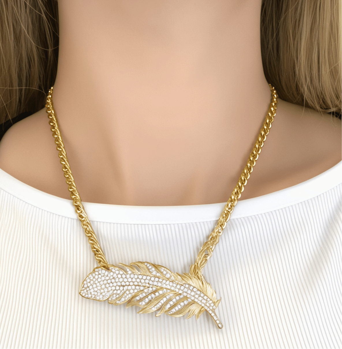 1 of 1 Gold Plated Leaf Statement Necklace -