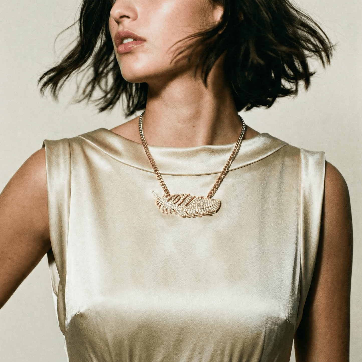 1 of 1 Gold Plated Leaf Statement Necklace -