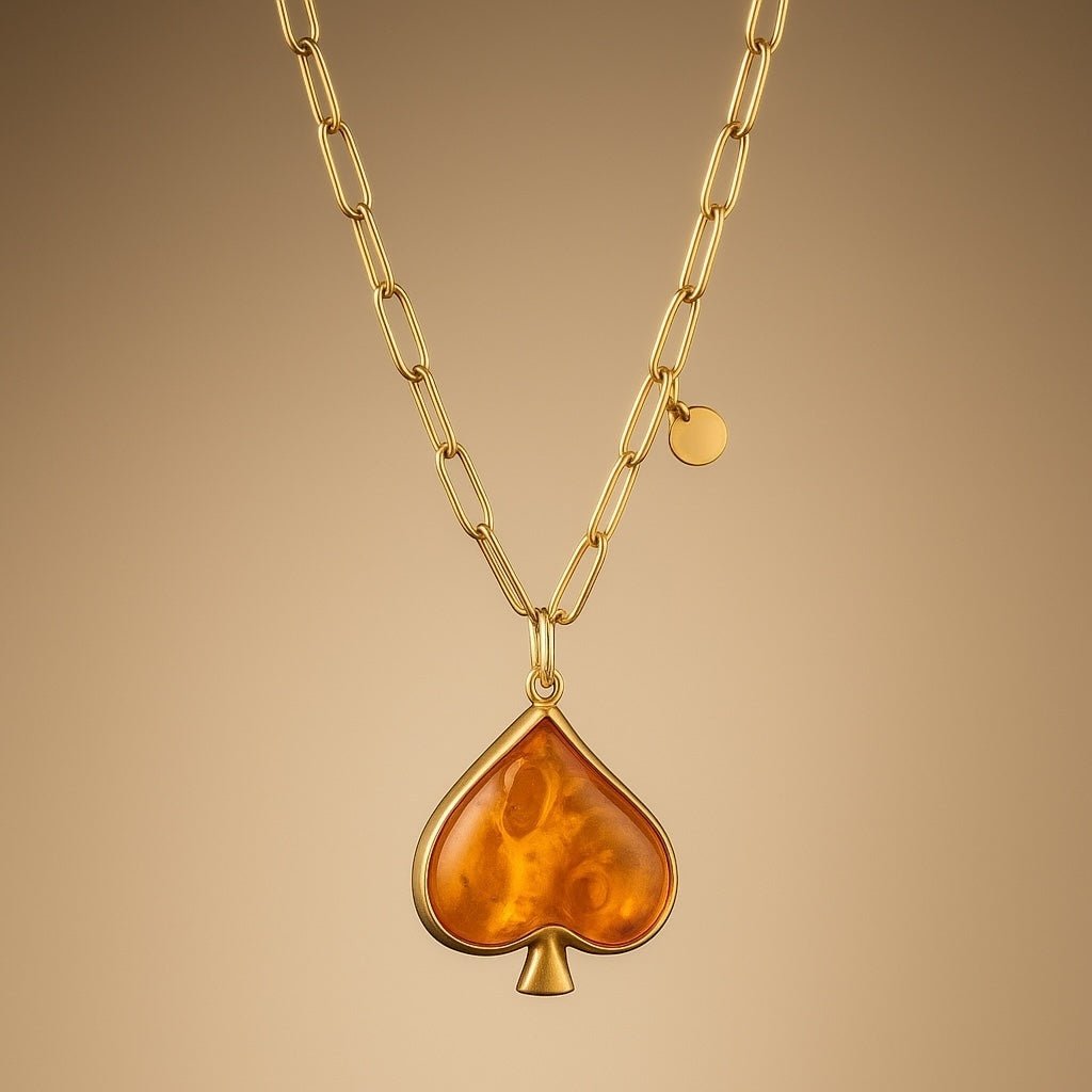 1 of 1 Long Gold and Orange Resin Necklace - Necklace