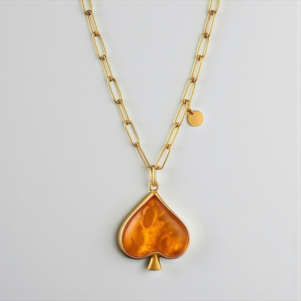 1 of 1 Long Gold and Orange Resin Necklace - Necklace