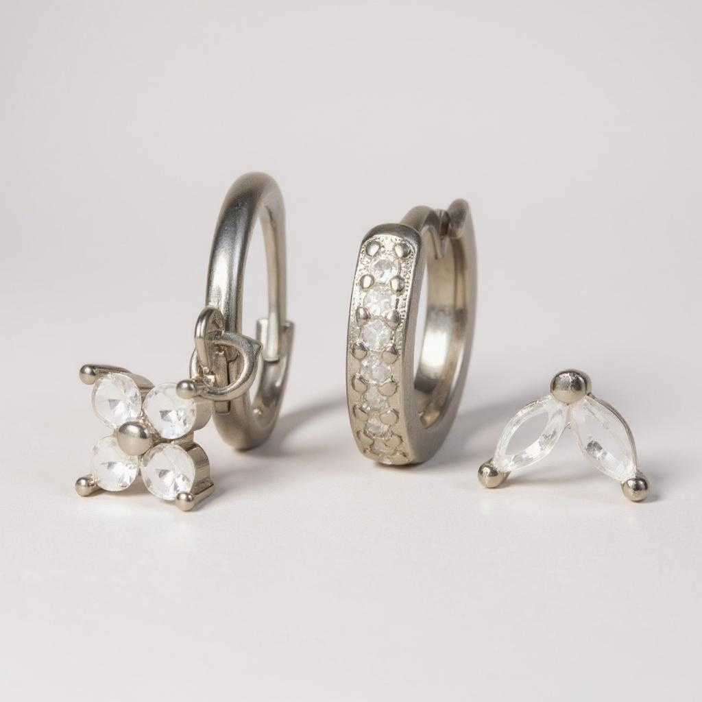 3 Piece Earrings Silver or Gold Set (more colours)