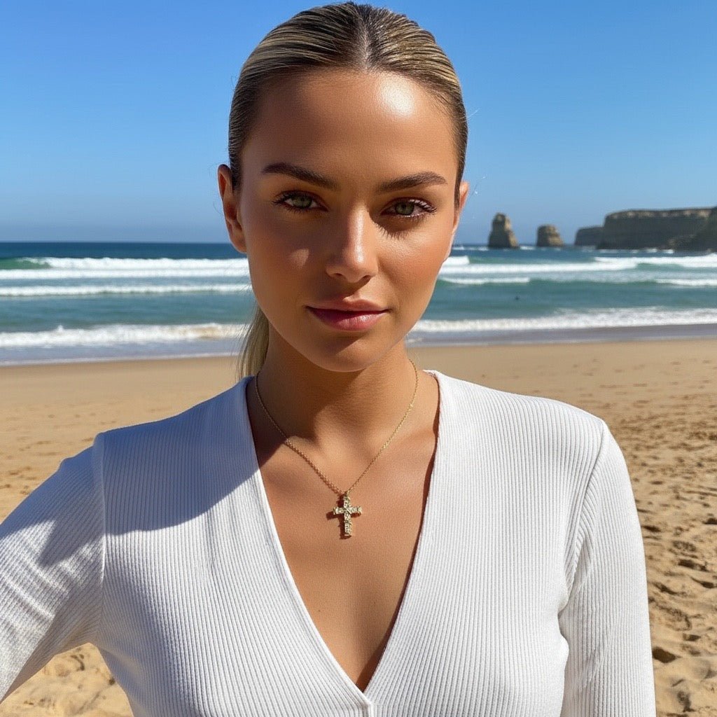 Alta Moda Gold Plated Cross Necklace - Necklace