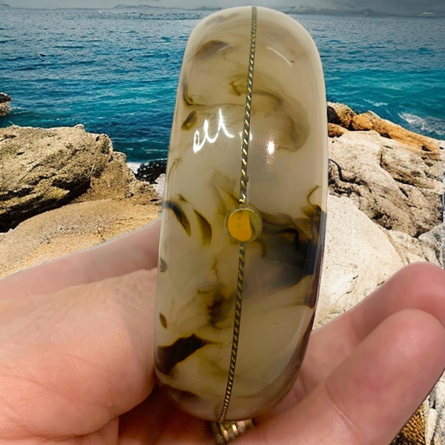 Au Naturel Resin and Gold Bangle-Bracelet