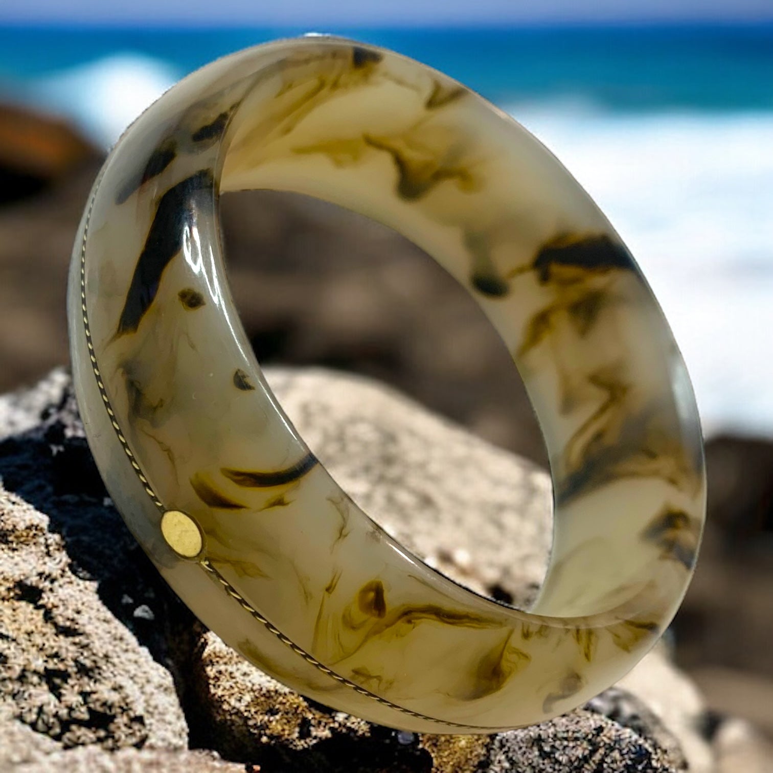 Au Naturel Resin and Gold Bangle-Bracelet