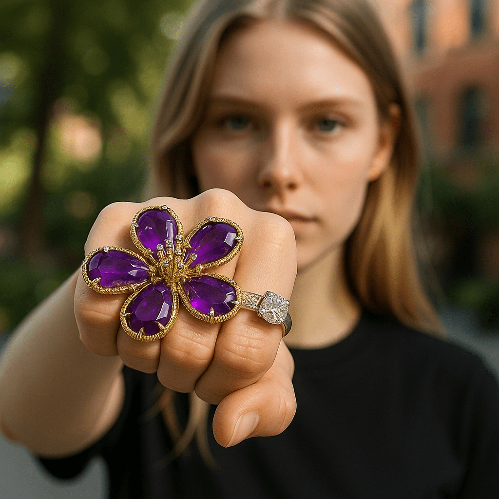 Ballroom Blitz Adjustable Gold and Purple Ring - Ring