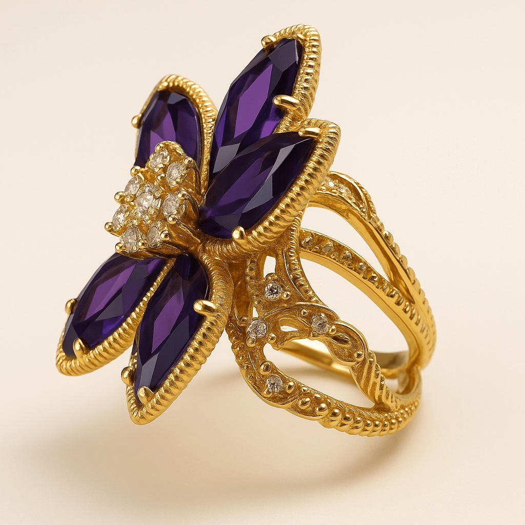 Ballroom Blitz Adjustable Gold and Purple Ring - Ring
