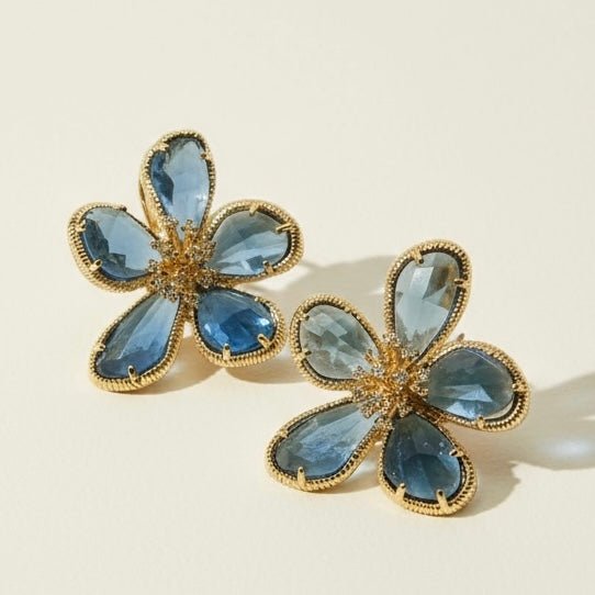Ballroom Blitz Blue and Gold Statement Earrings - earrings