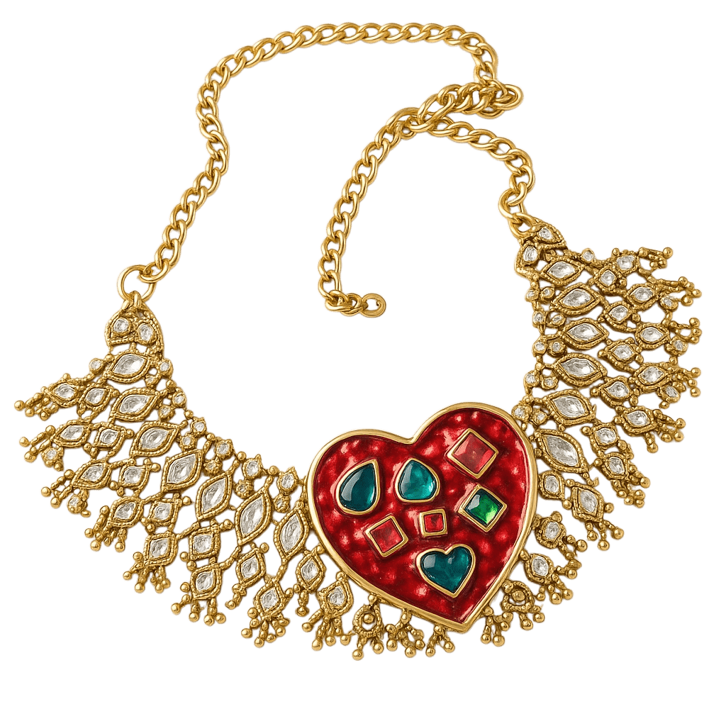 Behold My Diwali Heart Vintage Gold Necklace - Necklace