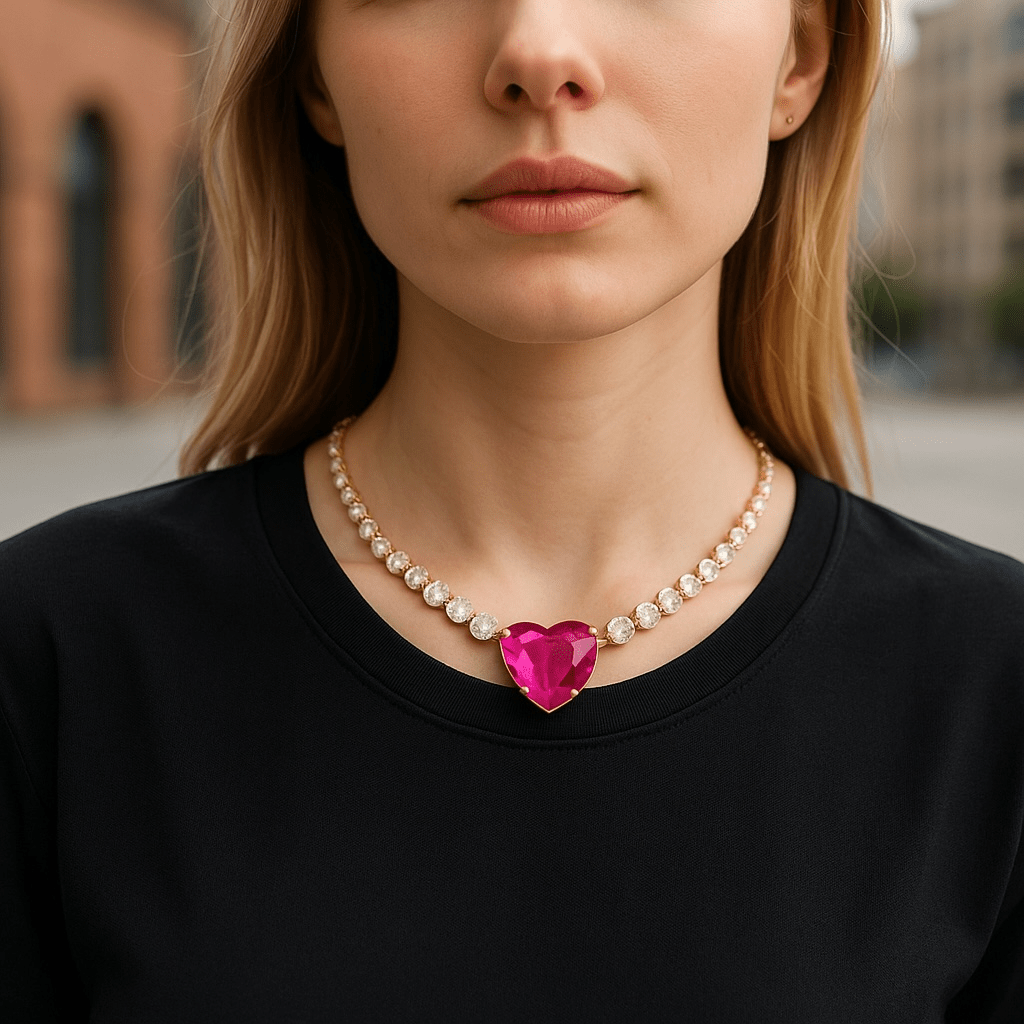 Can You Feel It Hot Pink Bling Necklace -