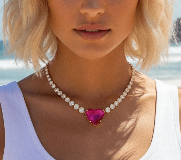 Can You Feel It Hot Pink Bling Necklace -