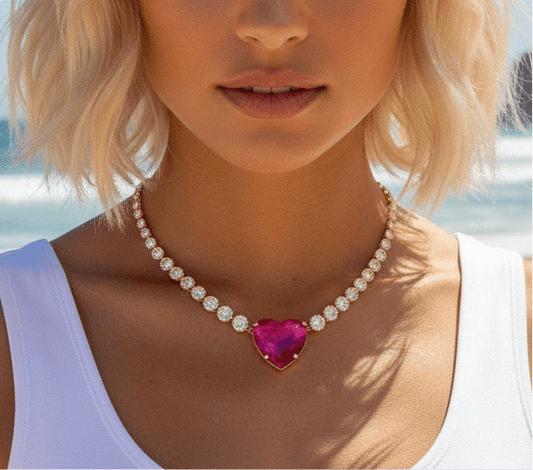 Can You Feel It Hot Pink Bling Necklace -