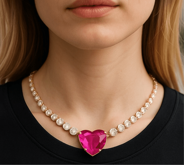 Can You Feel It Hot Pink Bling Necklace -