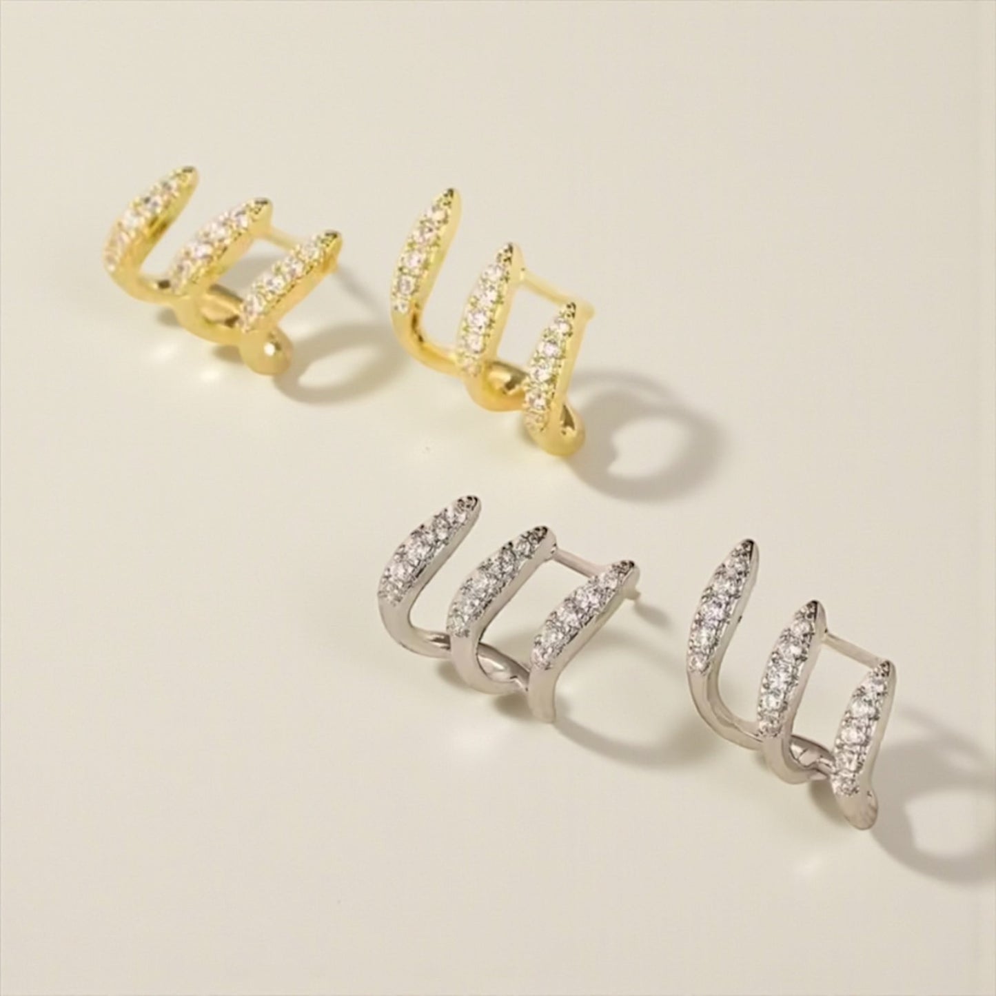 Claw Rhinestones Earrings (Silver or Gold) -
