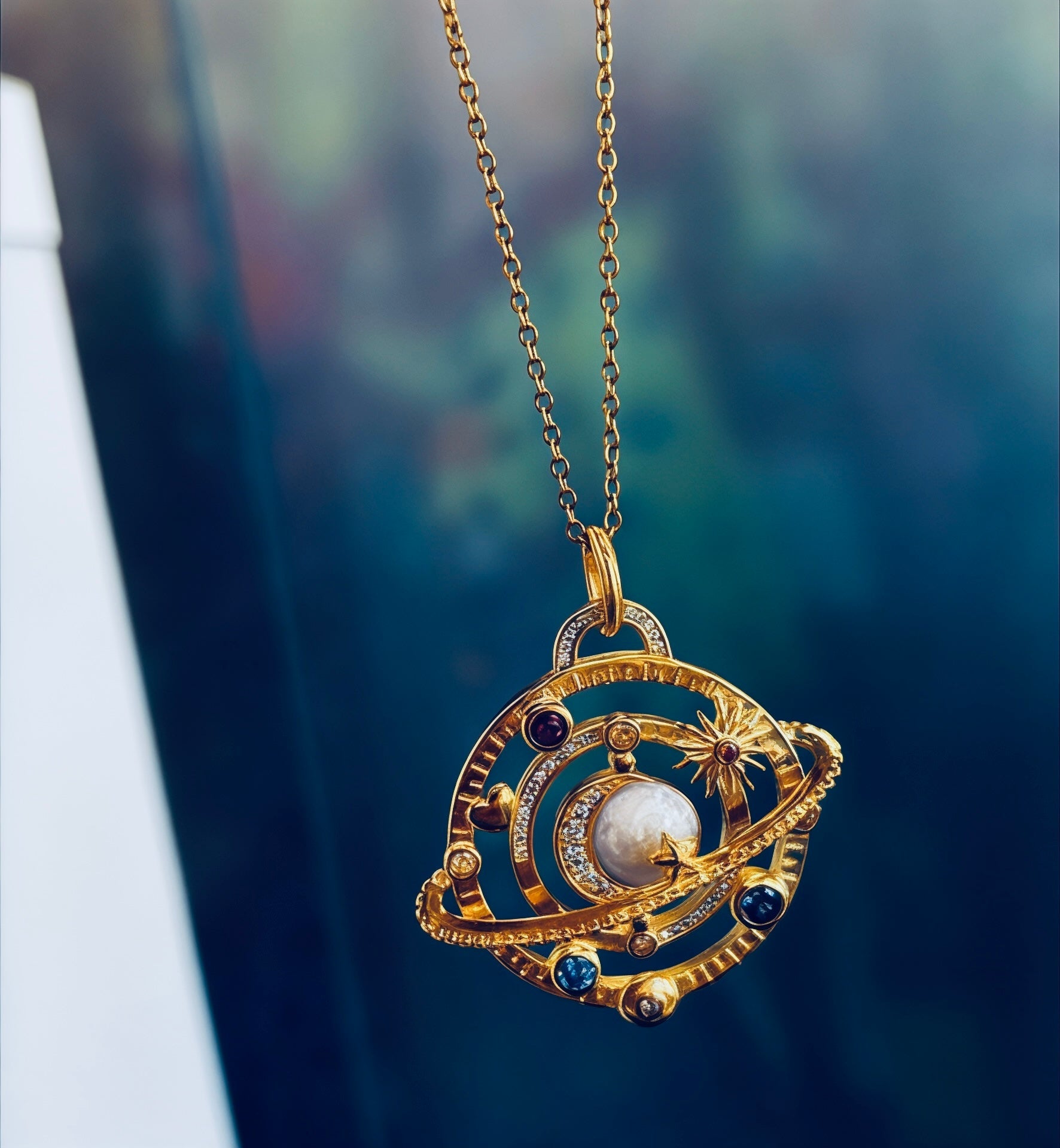 Cosmic Orbit Tarot 18k Gold Plated Pendant Necklace - Necklace