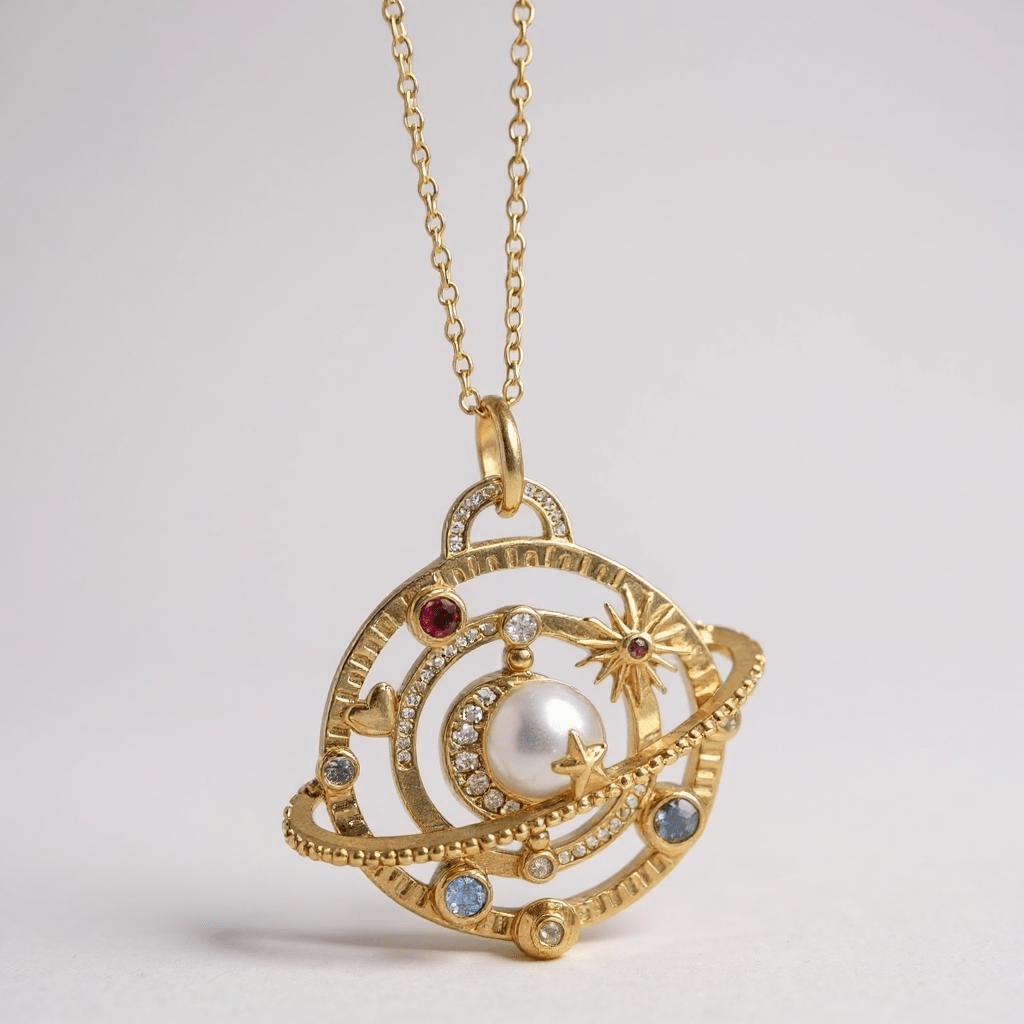Cosmic Orbit Tarot 18k Gold Plated Pendant Necklace - Necklace