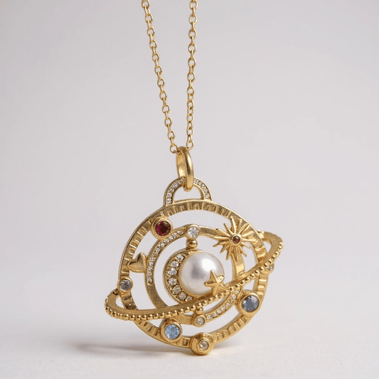 Cosmic Orbit Tarot 18k Gold Plated Pendant Necklace - Necklace