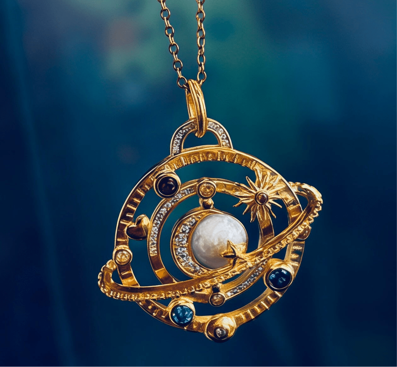Cosmic Orbit Tarot 18k Gold Plated Pendant Necklace - Necklace