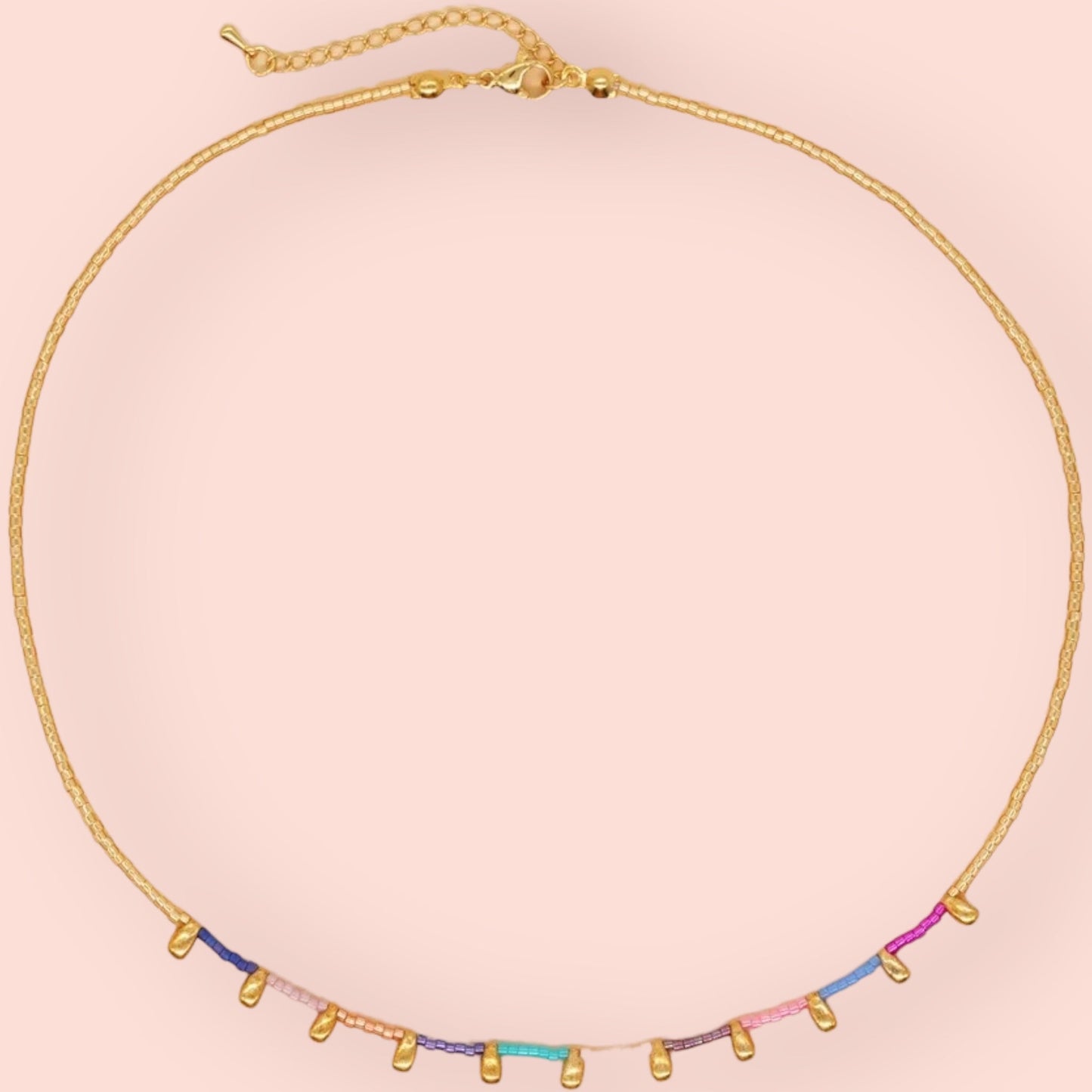 El Mariachi Multi Beaded Necklace with Gold Drops PRE-ORDER-