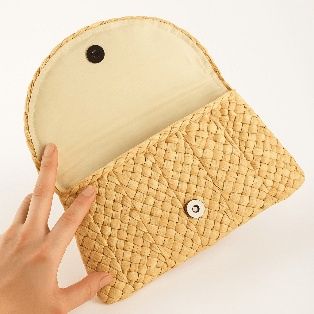 Envelope Woven Tiger Cross Body / Clutch Bag Natural -