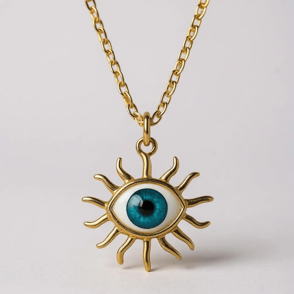 Evil Eye Starburst Gold Necklace - Necklace
