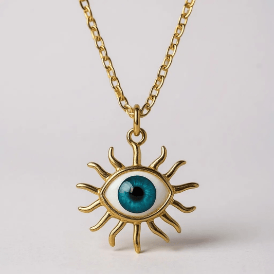 Evil Eye Starburst Gold Necklace - Necklace