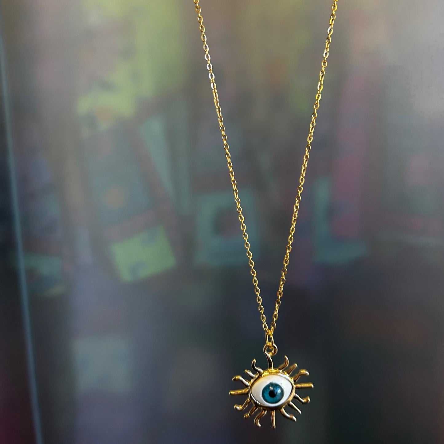 Evil Eye Starburst Gold Necklace - Necklace