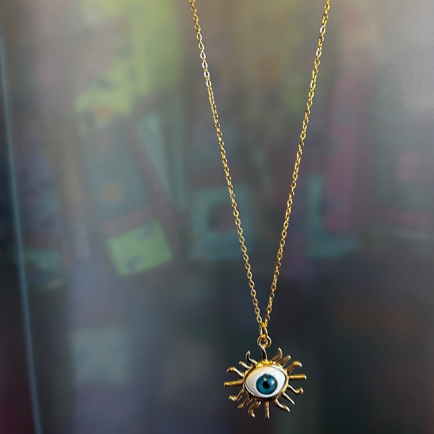 Evil Eye Starburst Gold Necklace - Necklace