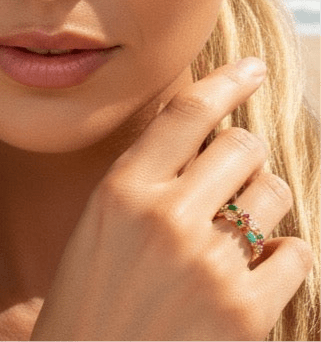 Flowers 18k Gold Plated Sterling Silver Jewelled Ring - earrings