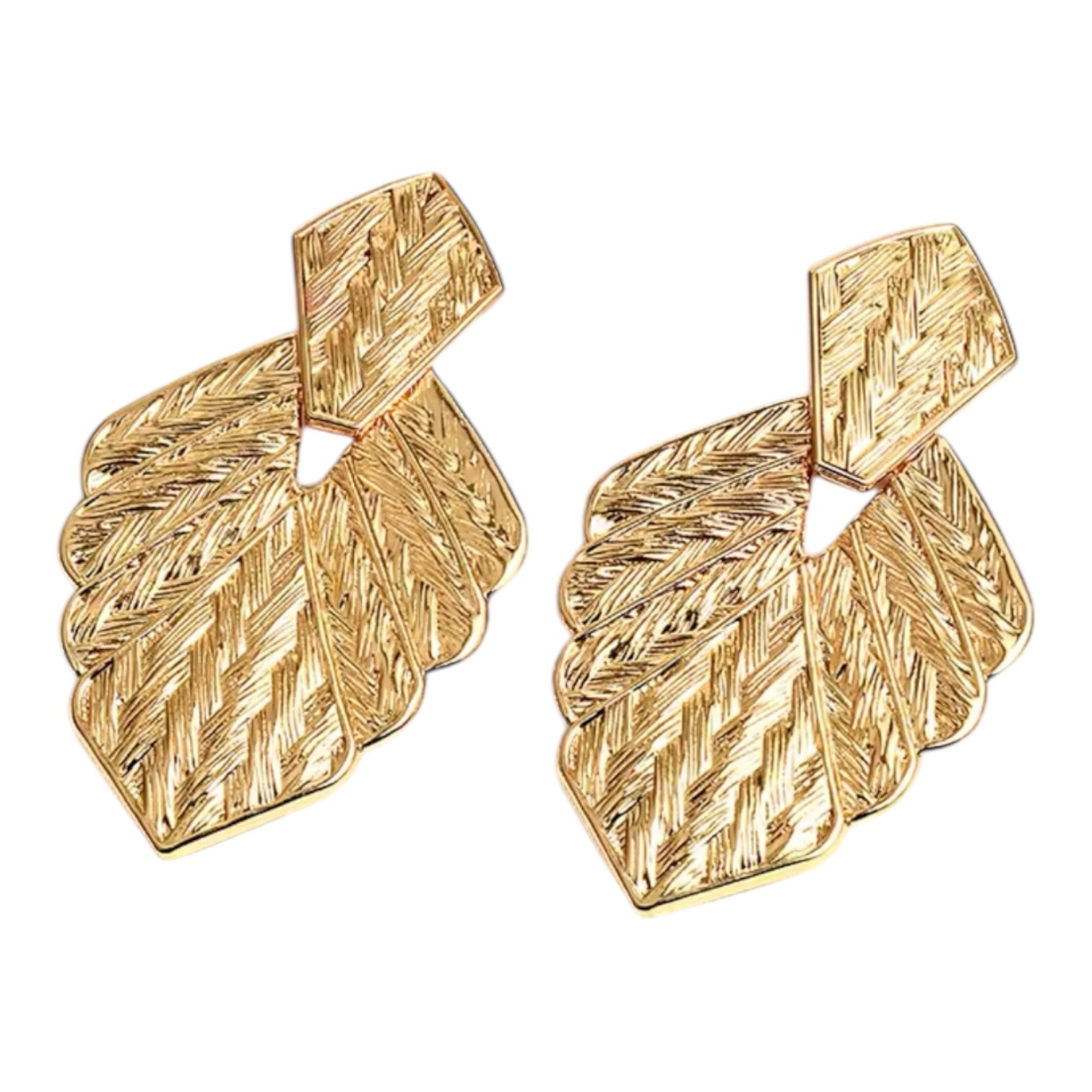 Gold Leaf Statement Earrings - earrings