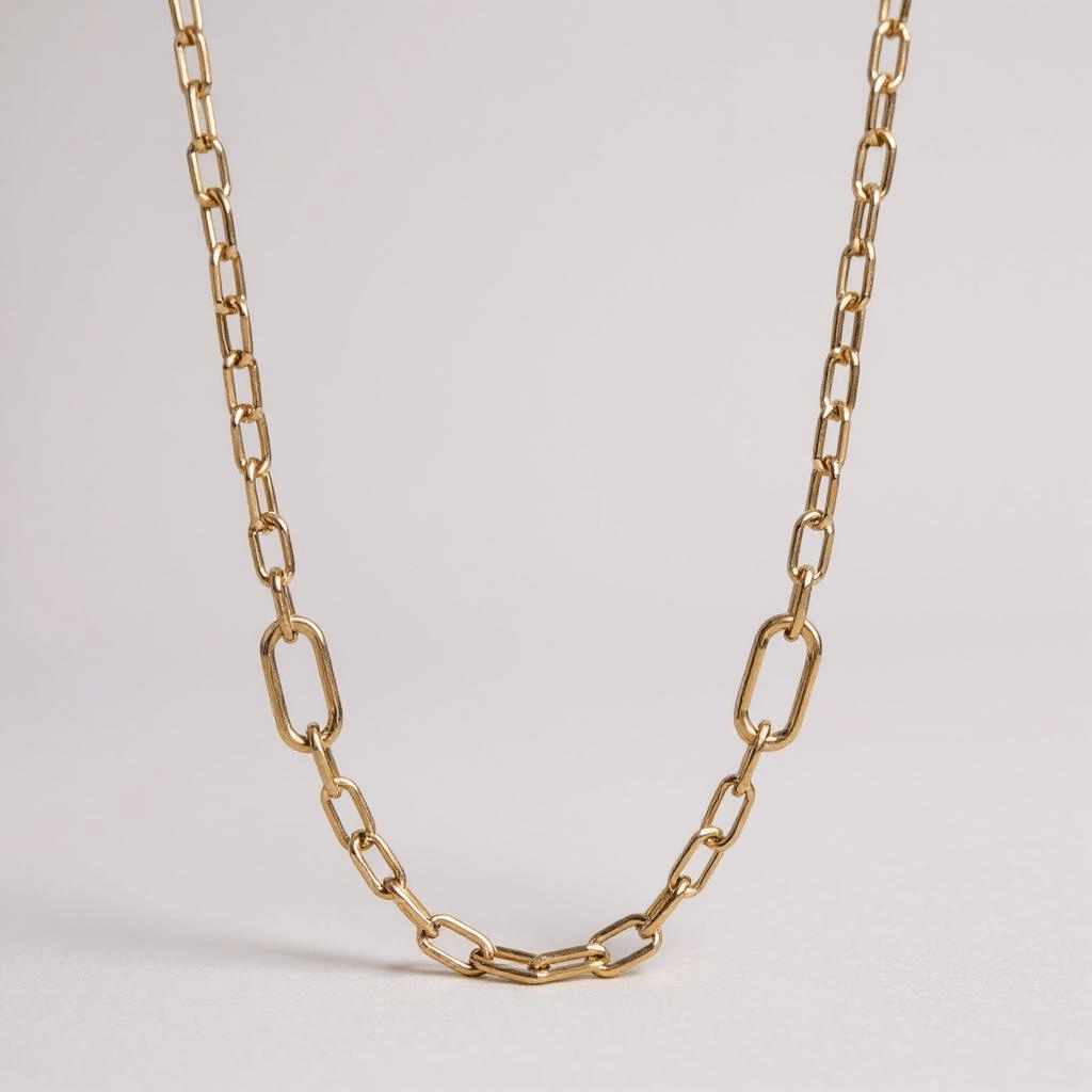 Gold Plated Sterling Silver Paperclip Chain Necklace -