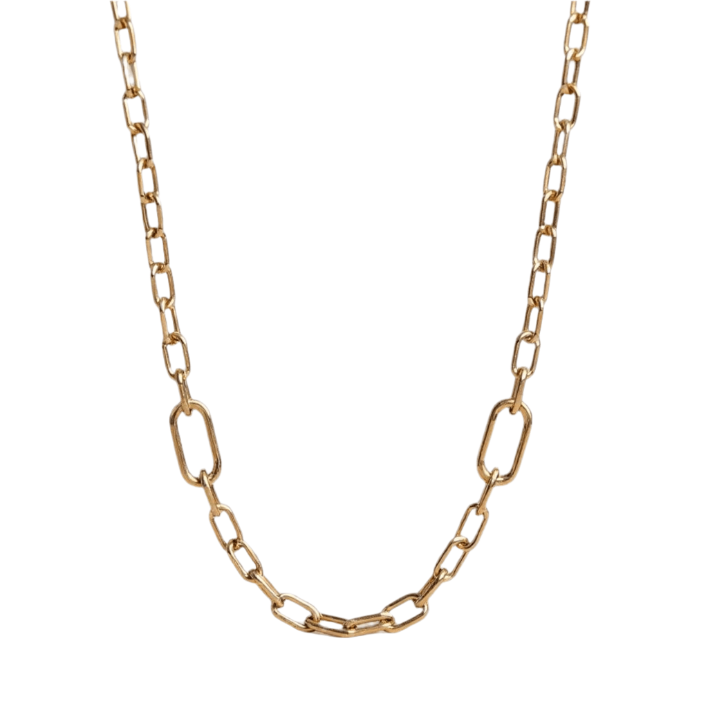 Gold Plated Sterling Silver Paperclip Chain Necklace -