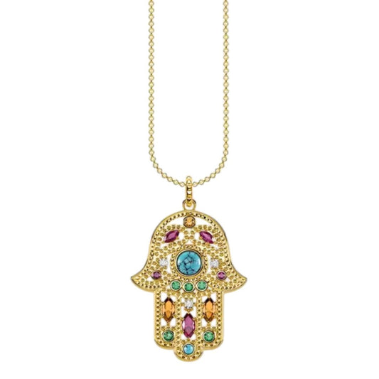 Hand of Fatima Gold Multi Tarot Necklace - Necklace