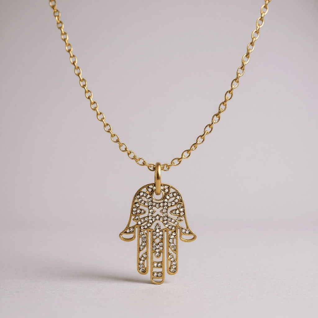 Hand of Fatima Gold Tarot Necklace - Necklace