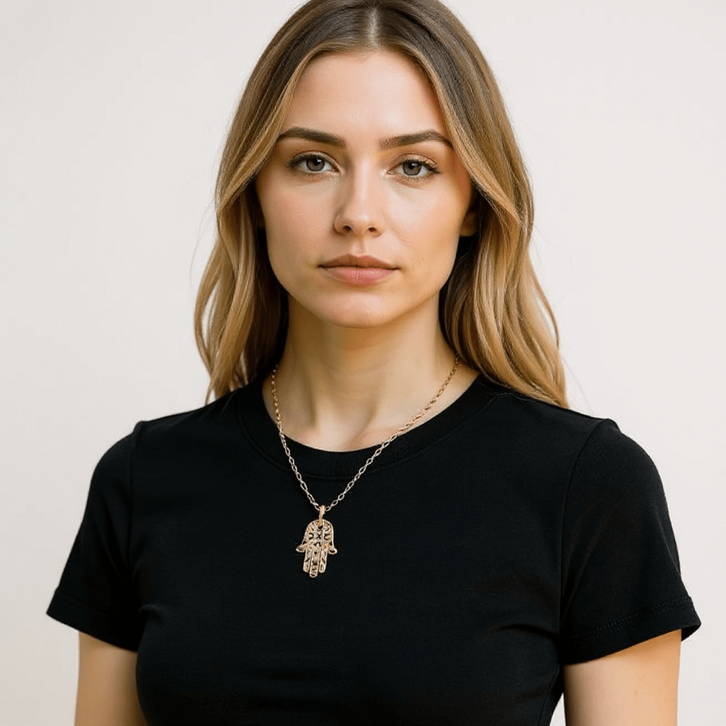 Hand of Fatima Gold Tarot Necklace - Necklace