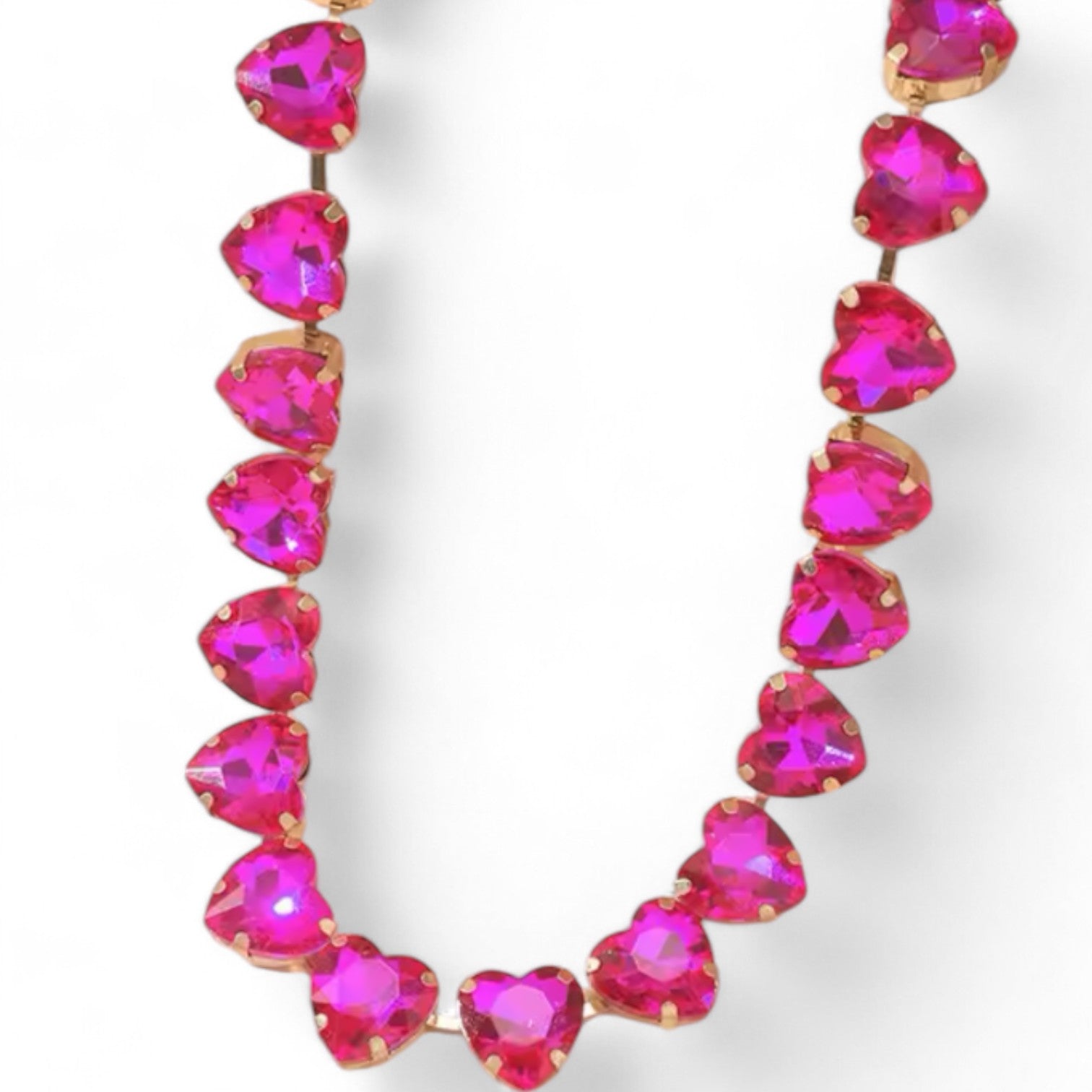 Hearts a Mess Hot Pink Heart Statement Necklace -