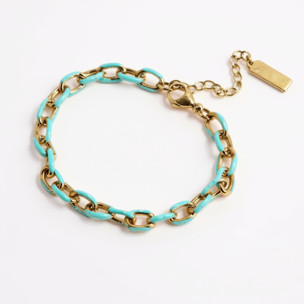 Jolene Enamel and Gold Plated Turquoise Bracelet -