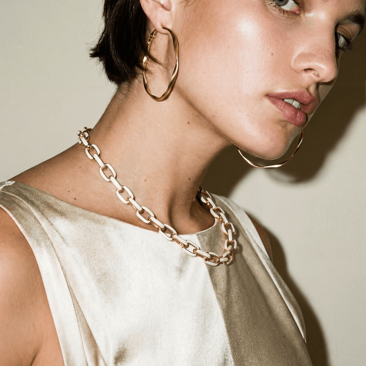 Jolene Enamel and Gold Plated White Necklace -