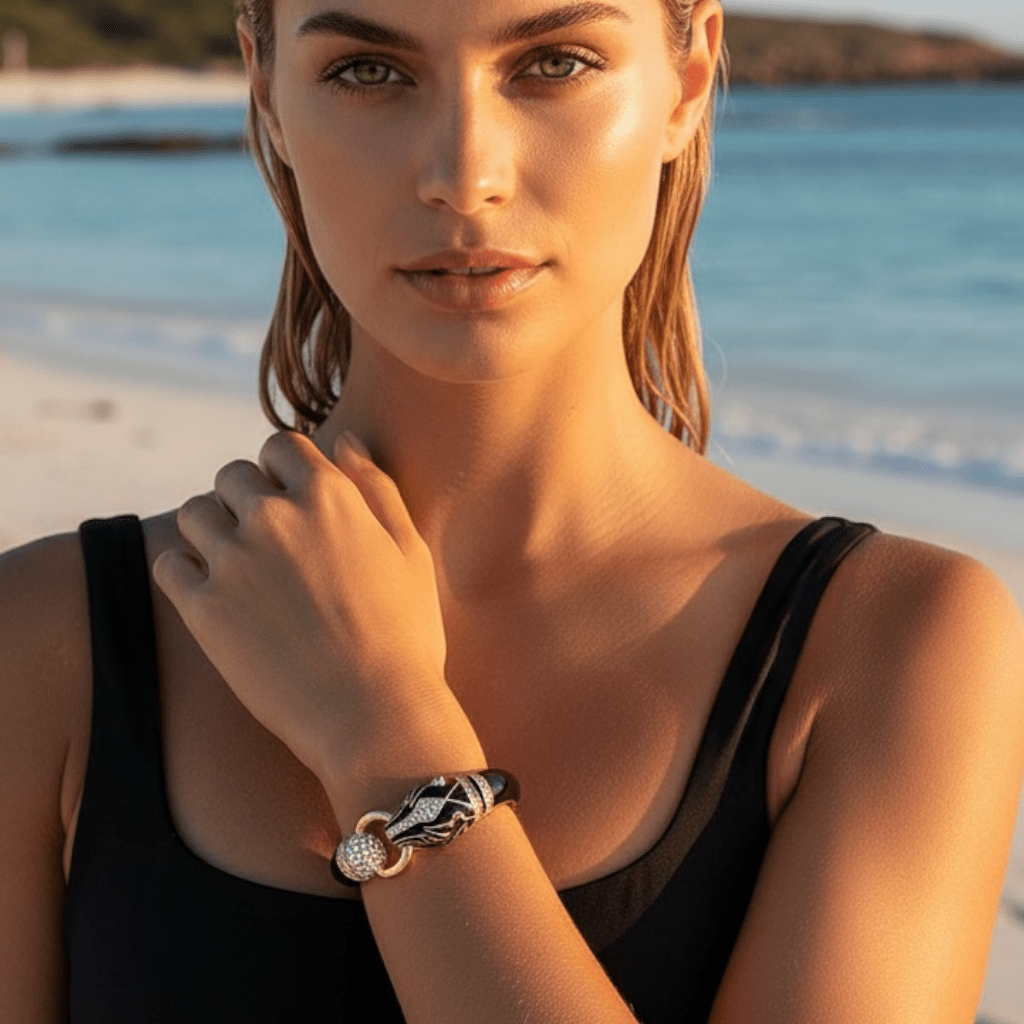 King Cuff Black and Gold Bracelet -