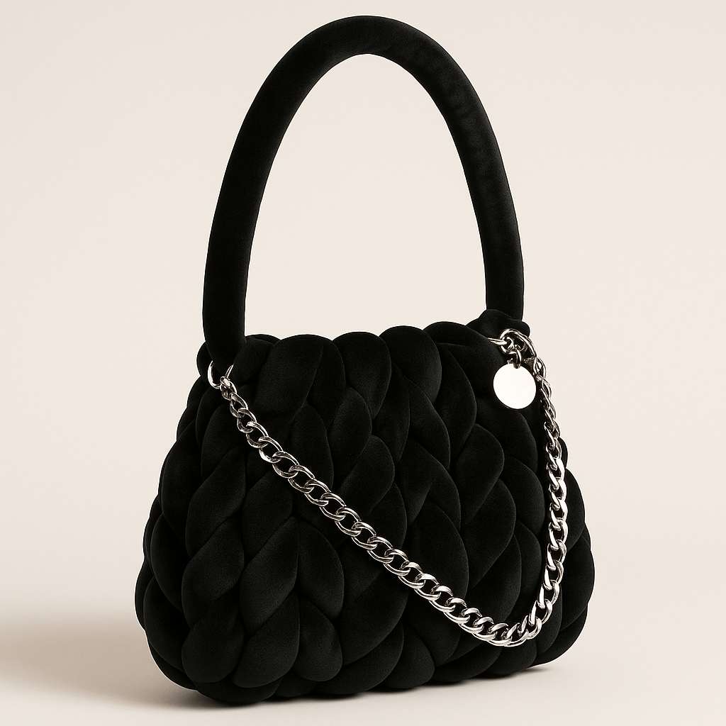 Knitted Cross Body / Shoulder Bag Classic Black -