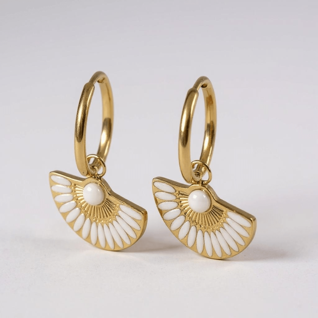 La Bamba Gold and White Earrings -