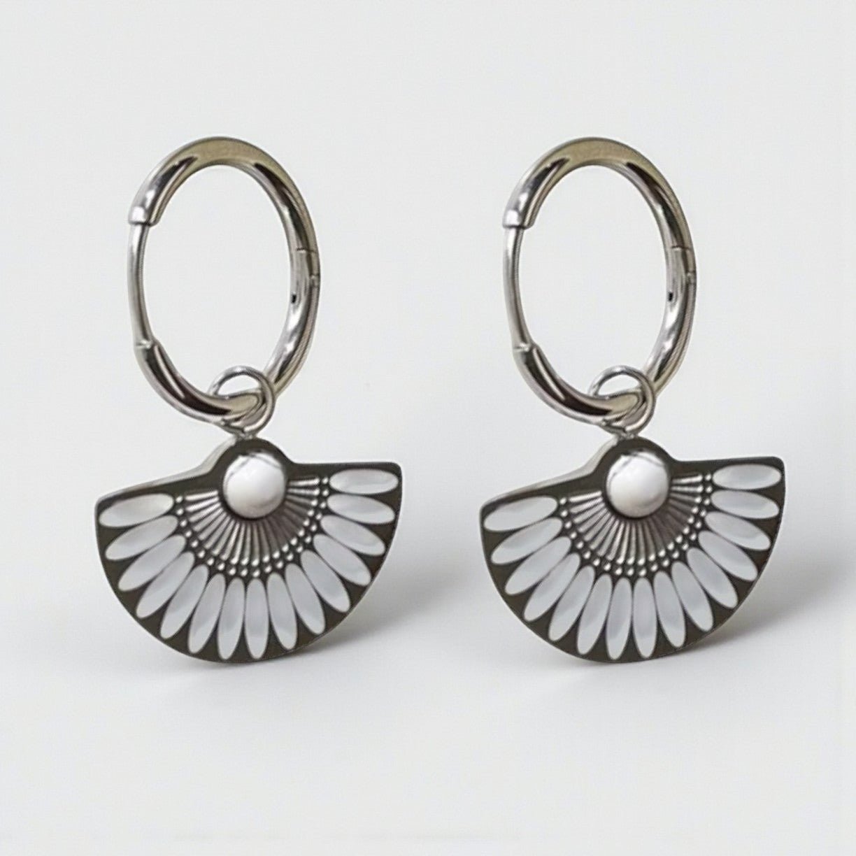 La Bamba Silver and White Earrings - earrings