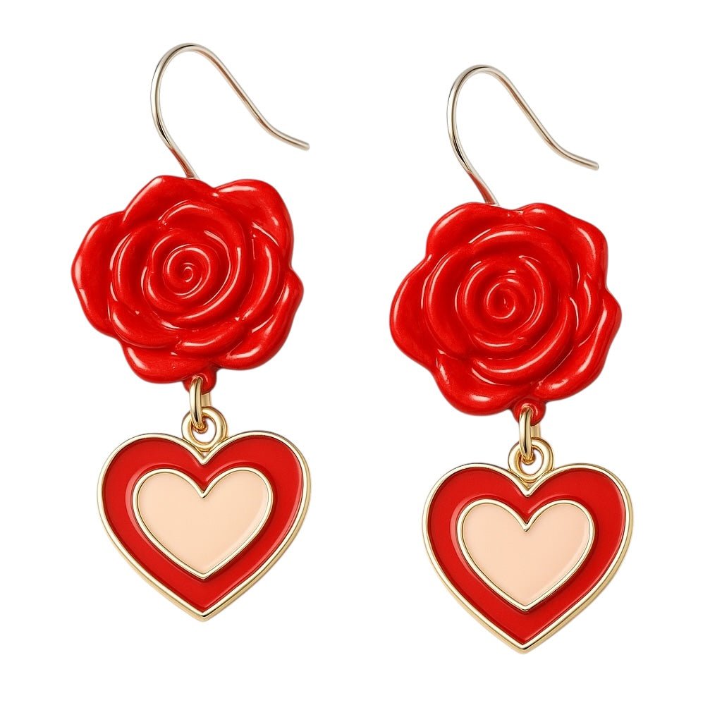 La Vie En Rose Vintage Heart Earrings -