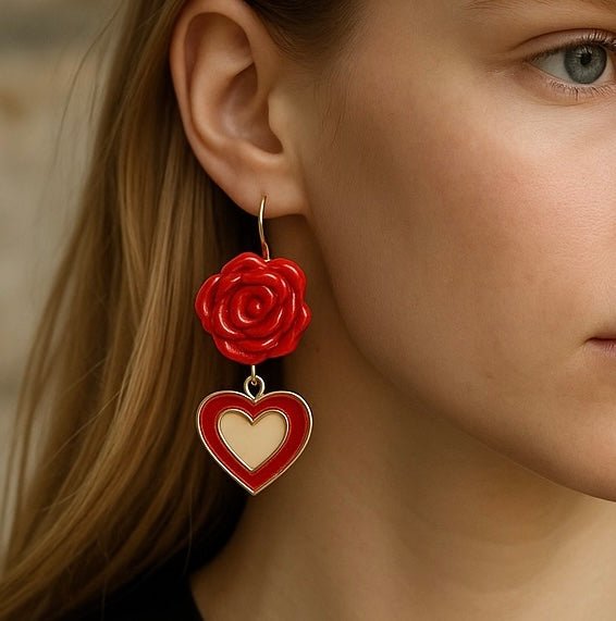 La Vie En Rose Vintage Heart Earrings -