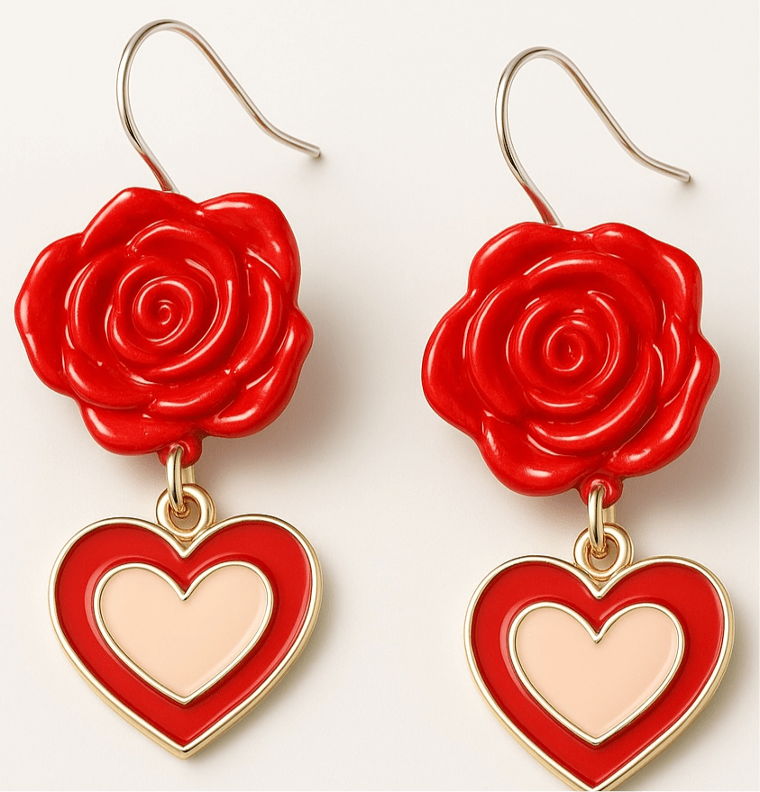 La Vie En Rose Vintage Heart Earrings -
