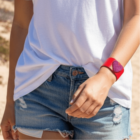 Little L Red Leather Cuff - Bracelet