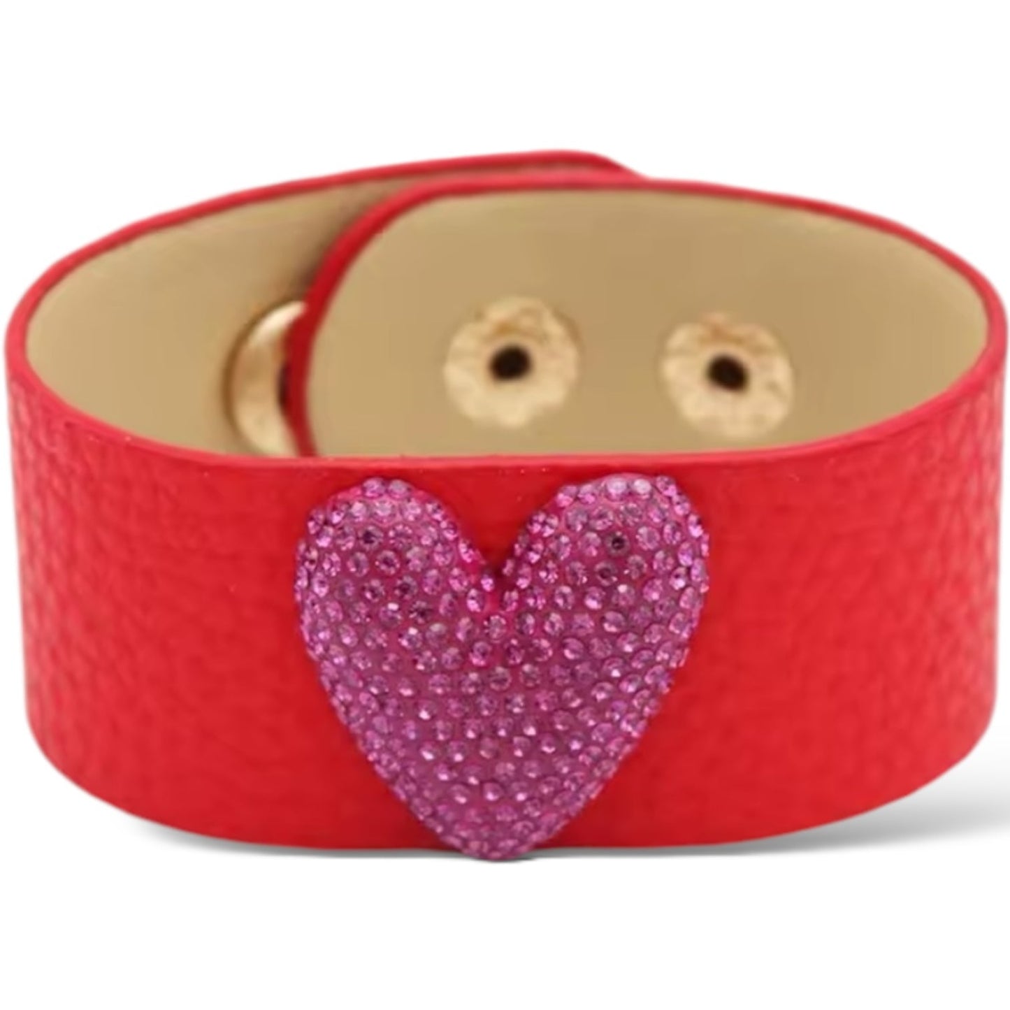 Little L Red Leather Cuff - Bracelet